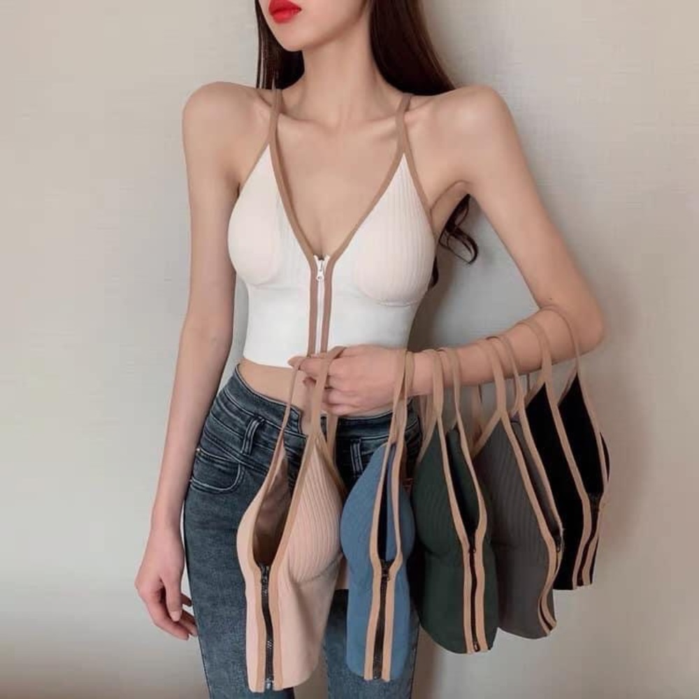 Women’s zip up bralette PINK - Picture 4 of 7